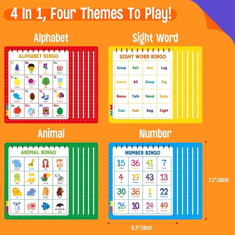 SpriteGru Family Bingo Game, Alphabet Animal Sight Word and Number Bingo Board Game, Counting and Matching Skills Classic Educational Game for Kindergarten and Preschool Kids, Perfect for Home and Classroom - Image 3